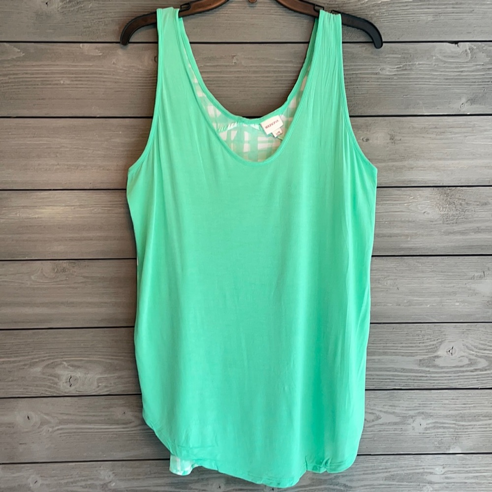 Turquoise Tank with Patterned Back